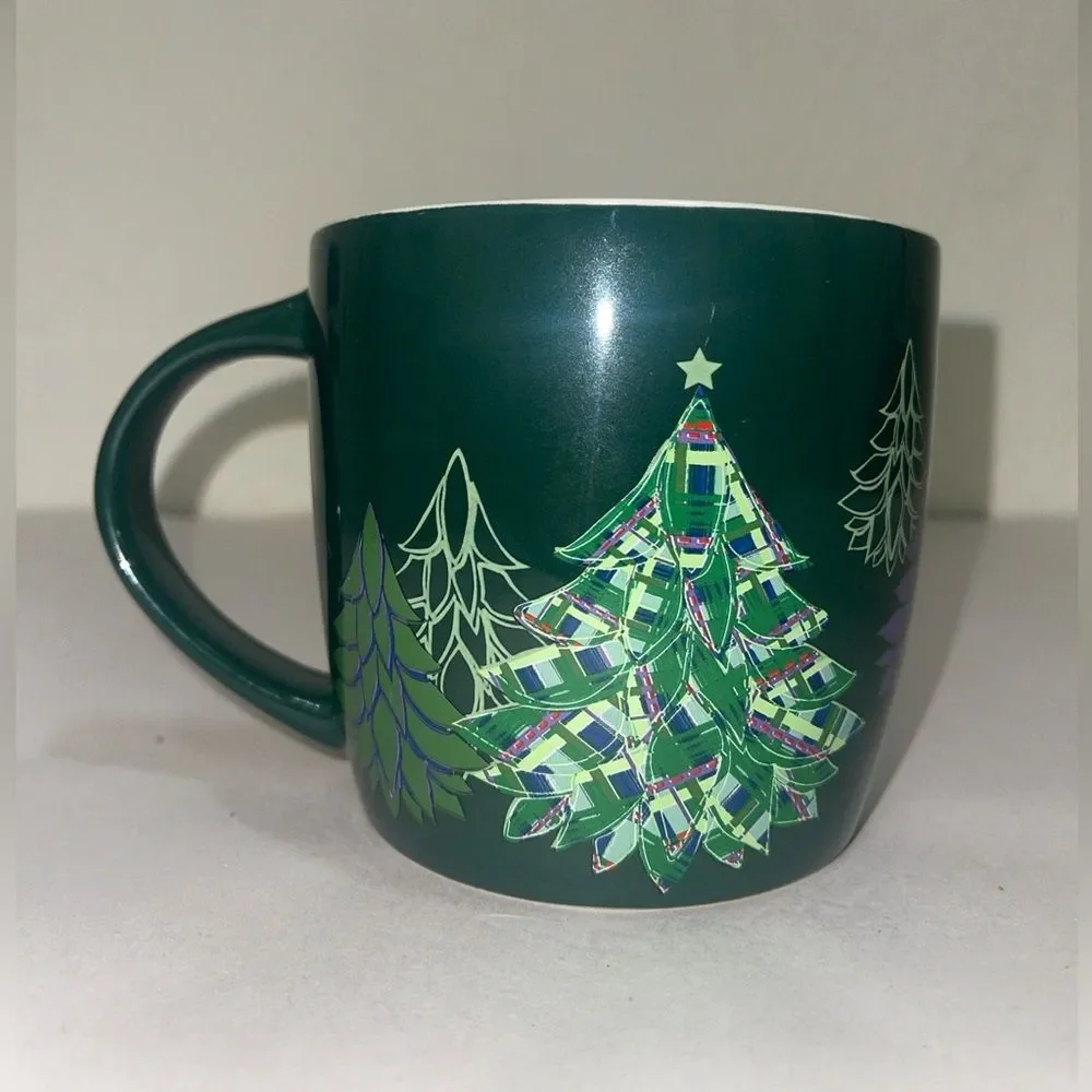 2020 Starbucks Holiday Christmas Coffee Mug 18 fl oz w/green & Purple Trees EUC